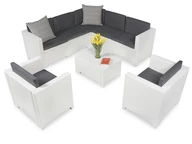 Kunststof rotan hoekbank set Colorado Corner 7 wit Bica