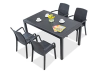 Ensemble de meubles en résine tressée anthracite Houston/Indiana pour 4 personnes Bica