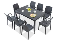 Ensemble de meubles en résine tressée anthracite Houston/Indiana pour 8 personnes Bica