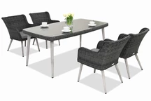 Exclusieve dining tuinset van kunststof rotan Córdoba antraciet voor 4 personen Garden Point