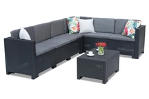 Canapé d'angle en rotin avec une table Colorado Corner 6 anthracite Bica