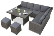 Canapé d'angle luxueux Bristol en résine tressée anthracite