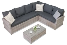Canapé d'angle pour le jardin avec table basse Parma Corner gris Garden Point