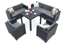 Colorado Dallas Fiesta 7 ensemble de meubles en rotin anthracite Bica