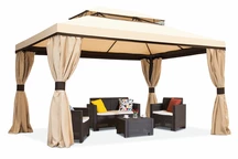 Crème tuinpaviljoen met gordijnen Valencia 3x4m Garden Point