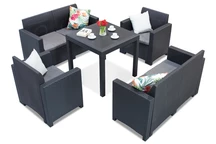 Dallas Nebraska 6 ensemble de table en rotin anthracite Bica