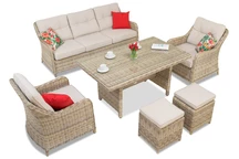 Ensemble Toledo Apetito 5 beige avec pouf Garden Point