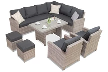 Ensemble en résine tressée Parma Comida 7 gris avec pouf Garden Point