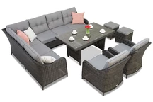 Ensemble en résine tressée avec canapé d'angle Toledo Comida 7 anthracite Garden Point
