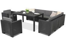 Ensemble en technorotin avec canapé d'angle Colorado Comida Max 9 anthracite Bica