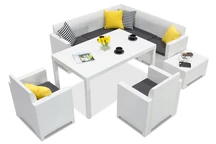 Ensemble en technorotin avec canapé d'angle Nebraska Comida 7 anthracite et fauteuils Bica