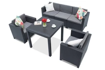 Ensemble en technorotin avec un grand canapé Colorado Dallas Fiesta 5 anthracite Bica