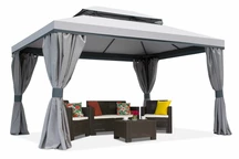 Grijs tuinpaviljoen met gordijnen Valencia 3x4m Garden Point