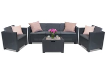 Kunststof rotan set met grote bank Colorado Coffee Box 5 antraciet met box
