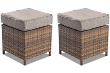 Lot de 2 poufs Parma en techno rotin marron Garden point