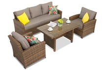 Meubles de jardin en résine tressée Parma Apetito 5 marron Garden Point