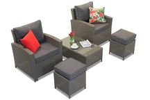 Meubles de salon en résine tressée  Parma Terrace anthracite avec poufs Garden Point