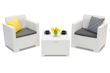 Nebraska Terrace Box 2 ensemble poly rotin blanc avec coffre Bica