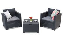 Nebraska Terrace Box 2 ensemble rotin technique anthracite avec coffre Bica