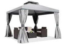 Pavillon de jardin Valencia 3x3 gris Garden Point