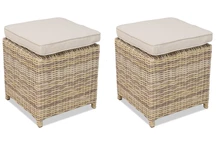 Pouf Toledo en techno rotin pour salon beige Garden Point - 2 pièces 