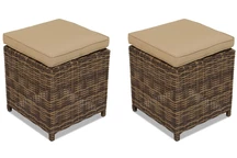 Pouf Toledo en techno rotin pour salon brun Garden Point pour ensemble  - 2 pièces