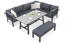 Salon d’angle de jardin en aluminium Sydney Comida 8 avec banquette Garden Point