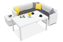 Technorattan hoek met tuintafel Nebraska Comida 5 wit Bica