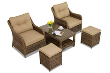 Toledo Terras technorattan set met poefs bruin Garden Point