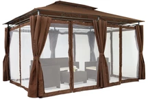 Tuinpaviljoen met muskietennet bruin Ibiza 3x4m Garden Point