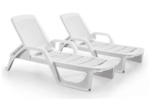 Ensemble de deux chaises longues en résine tressée Nilo blanc Bica