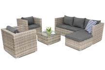 Ensemble de salon de jardin en poly rotin gris Roma Corner 6 Garden Point