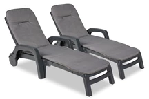 Lot de deux chaises longues de jardin avec coussin Miami Bica anthracite