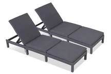 Set van twee antraciet kunststof rotan ligbedden Atlanta Garden Point