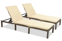 Set van twee bruine ligbedden van kunststof rotan Atlanta Garden Point