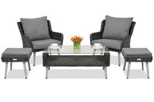 Bilbao Terras tuinmeubelen met 2 poefs Garden Point antraciet