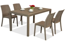 Ensemble de meubles en résine tressée Houston/Virginia cappuccino pour 4 personnes Bica