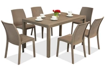 Ensemble de meubles en résine tressée Houston/Virginia cappuccino pour 6 personnes Bica