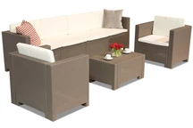 Ensemble en technorotin avec un canapé allongé Colorado Coffee 6 Max cappuccino Bica