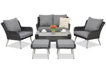 Garden Point antraciet Bilbao Coffee 4 + 2 poefs tuinmeubelen