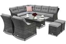 Toledo Comida 7 Lift technorattan tuinmeubelen + 2 Garden Point poefs antraciet