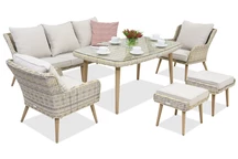 Meubles de jardin Bilbao Apetito 5 + 2 poufs Garden Point sable