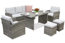 Meubles de jardin Monaco Apetito 5 + 2 poufs Garden Point gris