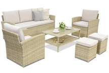 Meubles de jardin Monaco Coffee 5 + 2 poufs Garden Point beige