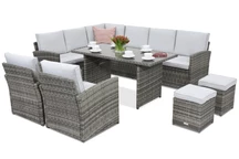 Meubles de jardin Monaco Comida 7 + 2 poufs Garden Point gris