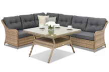 Meubles de jardin en résine tressée Toledo Comida 5 Angular Garden Point cappuccino