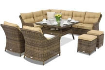 Meubles de jardin en résine tresséeToledo Comida 7 Angular avec 2 poufs  Garden Point marron