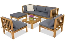 Mobilier de jardin Brunei Corner 5 + pouf Garden Poin, acacia 