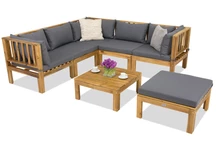 Mobilier de jardin Brunei Corner 5 + pouf Garden Poin, acacia