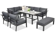 Mobilier de jardin en aluminium Sydney Comida 7 avec banquette Garden Point anthracite